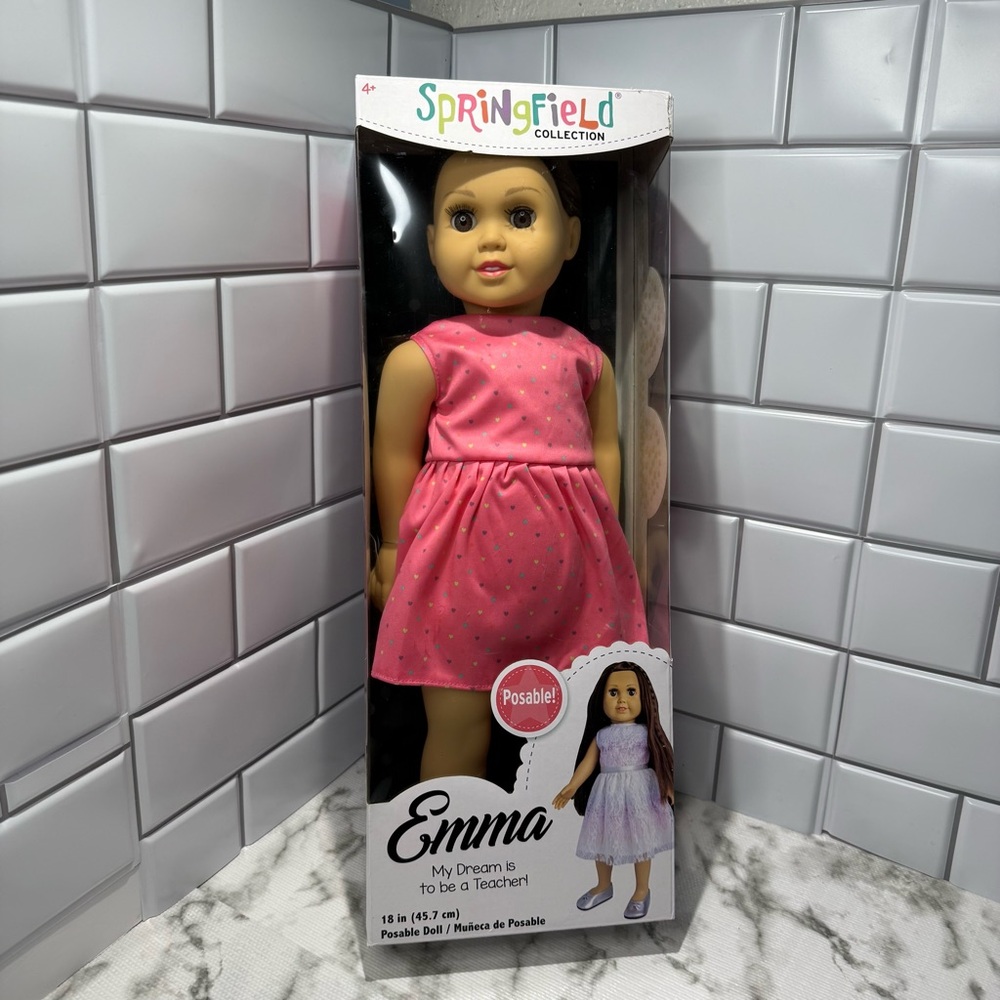 Springfield Collection Emma 18" Posable Doll Teacher Pink Dress NIB